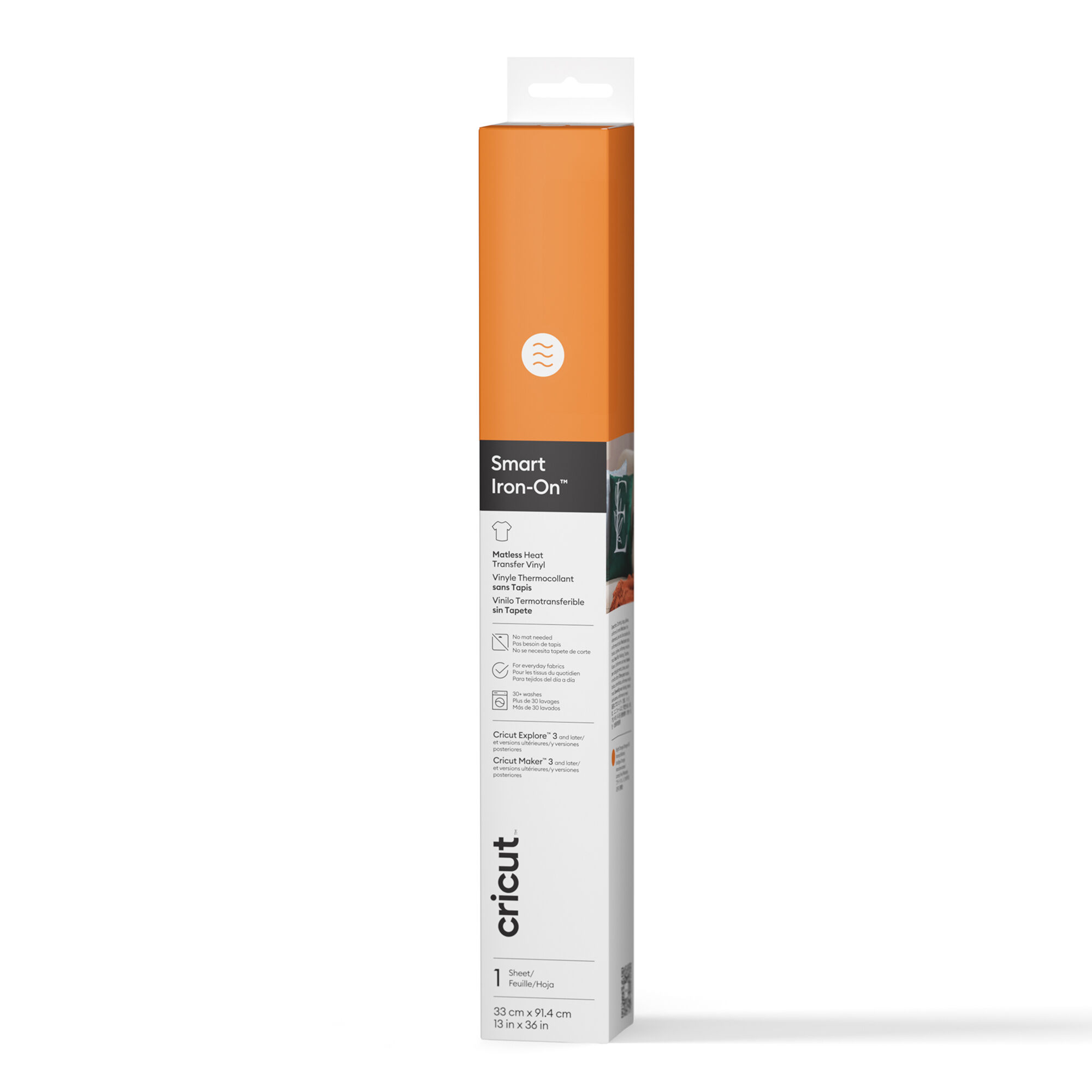Smart Iron-On™ Vinyl Ohne Schneidematte (33 Cm X 91,4 Cm / 13 Zoll X 36 Zoll) Knalliges Orange | Bright Orange